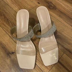 Beige and Silver Heels